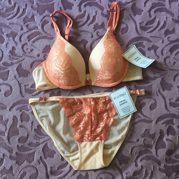 Lily of France Other - Peach Mesh Bra and Panty Set